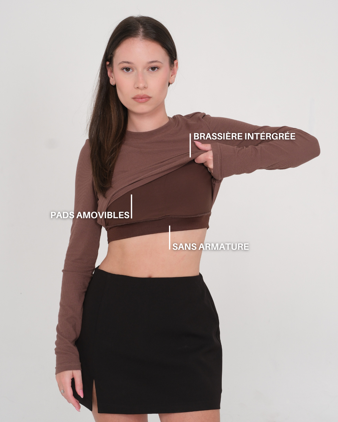 BralessTop - Manche longue côtelé