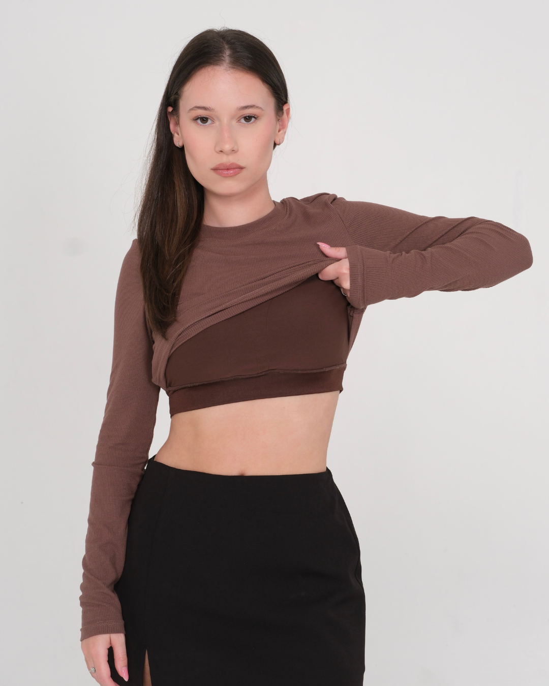 BralessTop - Manche longue côtelé