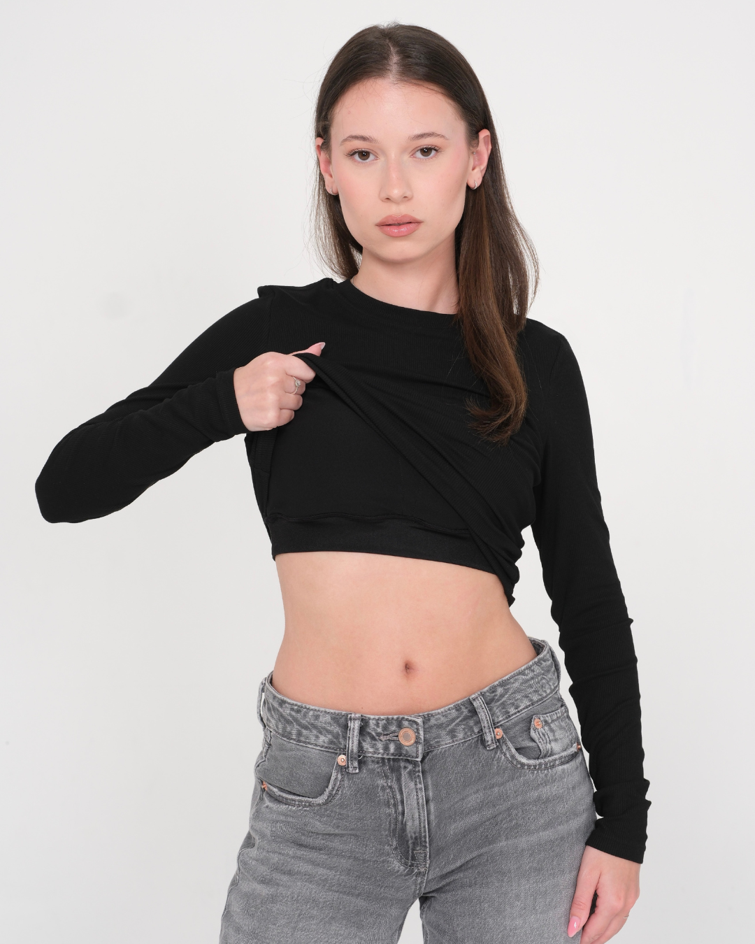 BralessTop - Manche longue côtelé