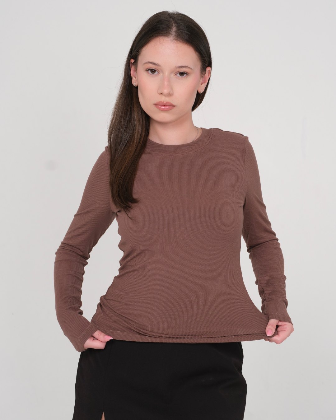 BralessTop - Manche longue côtelé